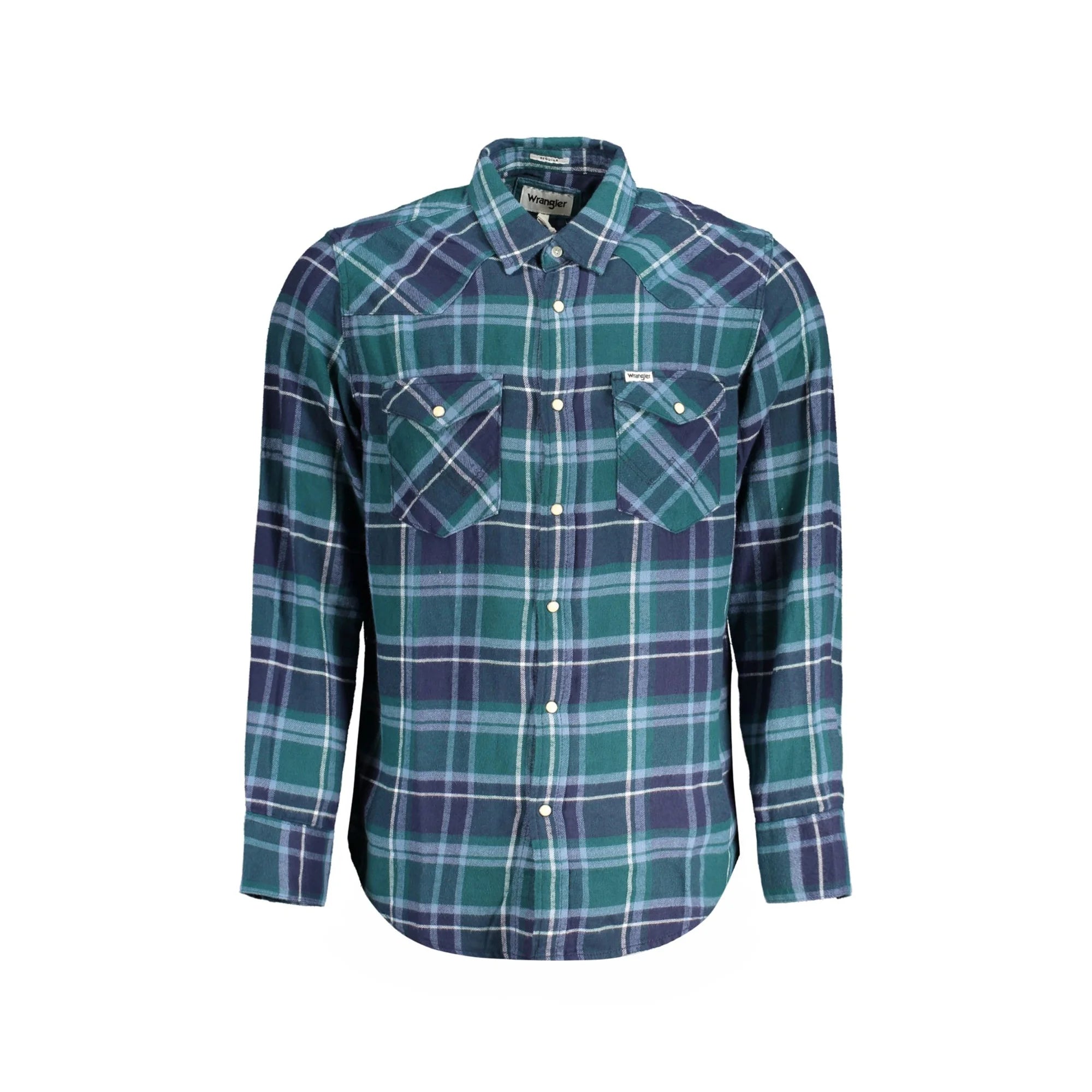 Wrangler Camicia Maniche Lunghe Uomo Verde Flannel Western Shirt Camicie - foto prodotto